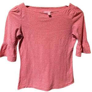 Lily Pulitzer Size XS polka dot shirt Pink White Knit half sleeve Preppy Femme